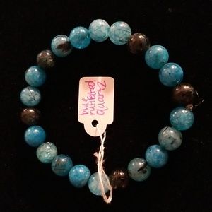 Artisan Crafted Blue Rutilated Quartz Stretch Bracelet